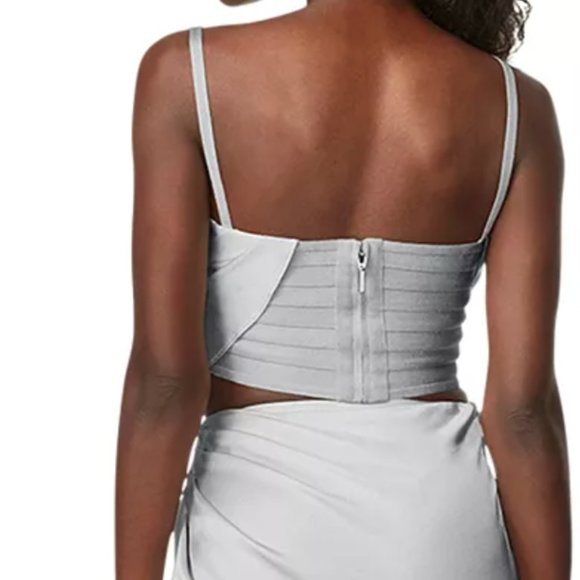 Herve Leger Silver Draped Bustier Top - Picture 2 of 4